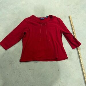 Karen Scott - Long Qtr Sleeve Top - Women XL - Red Casual Shirt